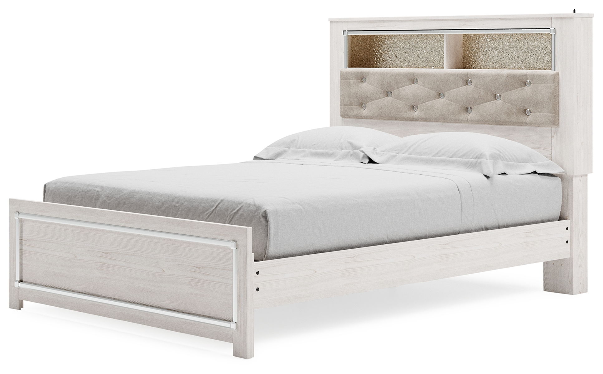 Altyra - Queen Panel Bookcase Bed With Roll Slats - White - Image 4