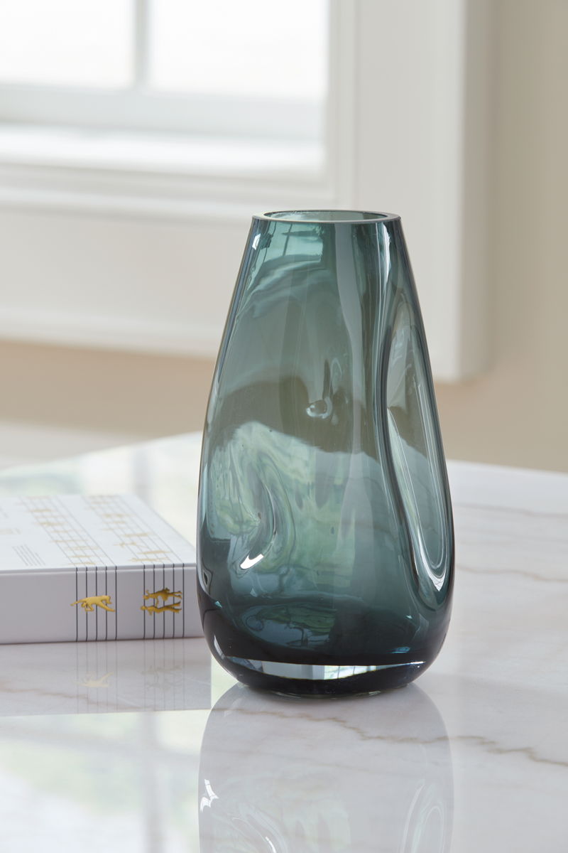 Beamund - Vase (Set of 2) - 9" - Teal Blue - Image 4