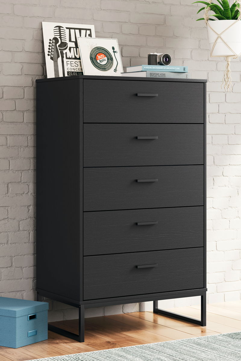 Socalle - Five Drawer Chest - Black - Image 4