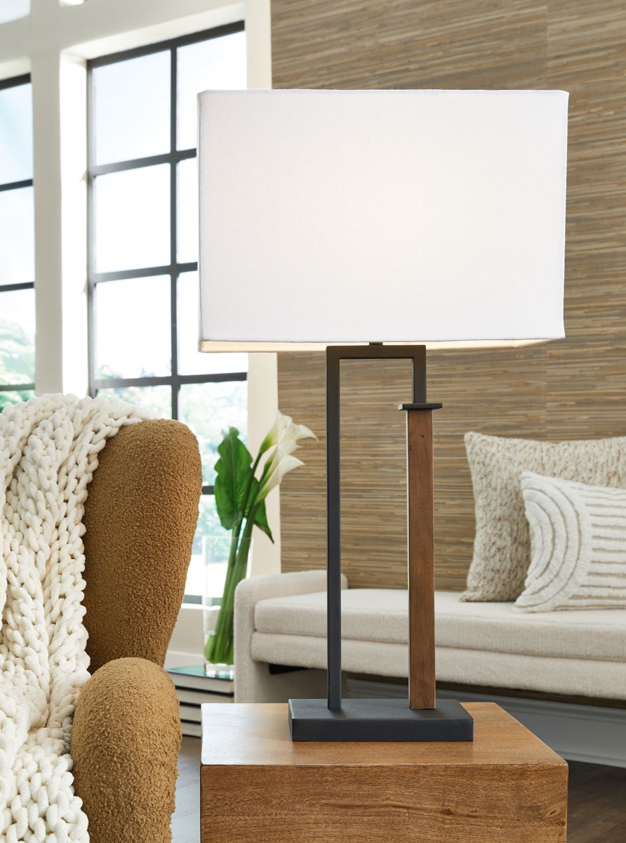 Voslen - Metal Table Lamp (Set of 2) - Black / Brown - Image 4