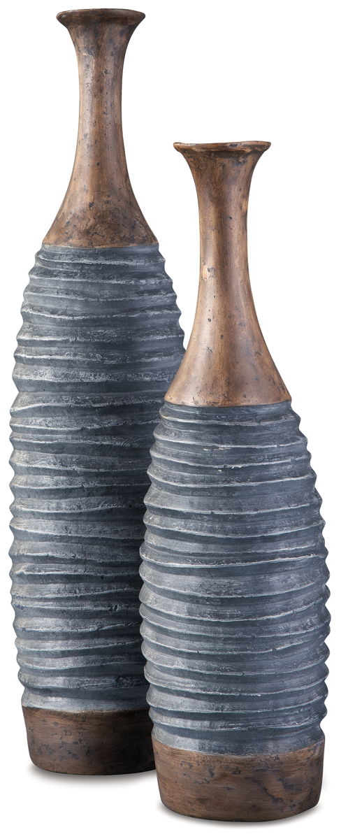 Blayze - Vase Set (Set of 2) - Antique Gray / Brown - Image 2
