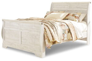 Willowton - Queen Sleigh Bed - Whitewash