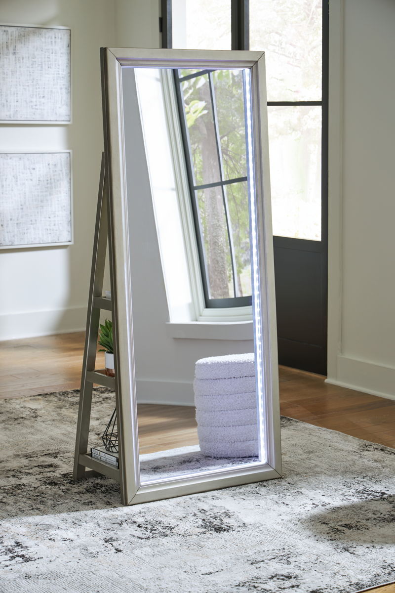 Evesen - Floor Standing Mirror With Storage - Champagne - Image 4