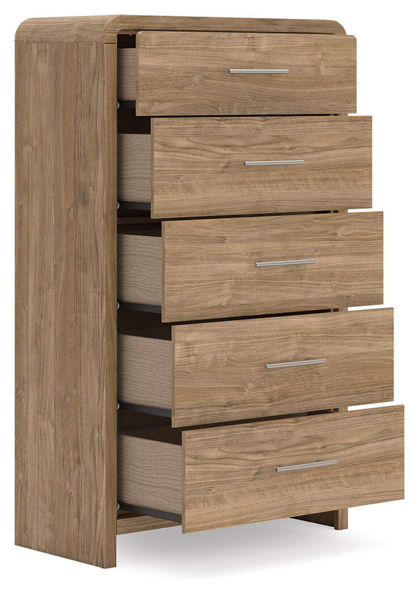 Gramburg - Five Drawer Chest - Warm Natural Brown - Image 4