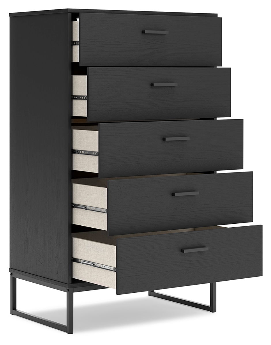 Socalle - Five Drawer Chest - Black - Image 2